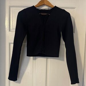 Fabletics Black Ribbed Long Sleeve Top